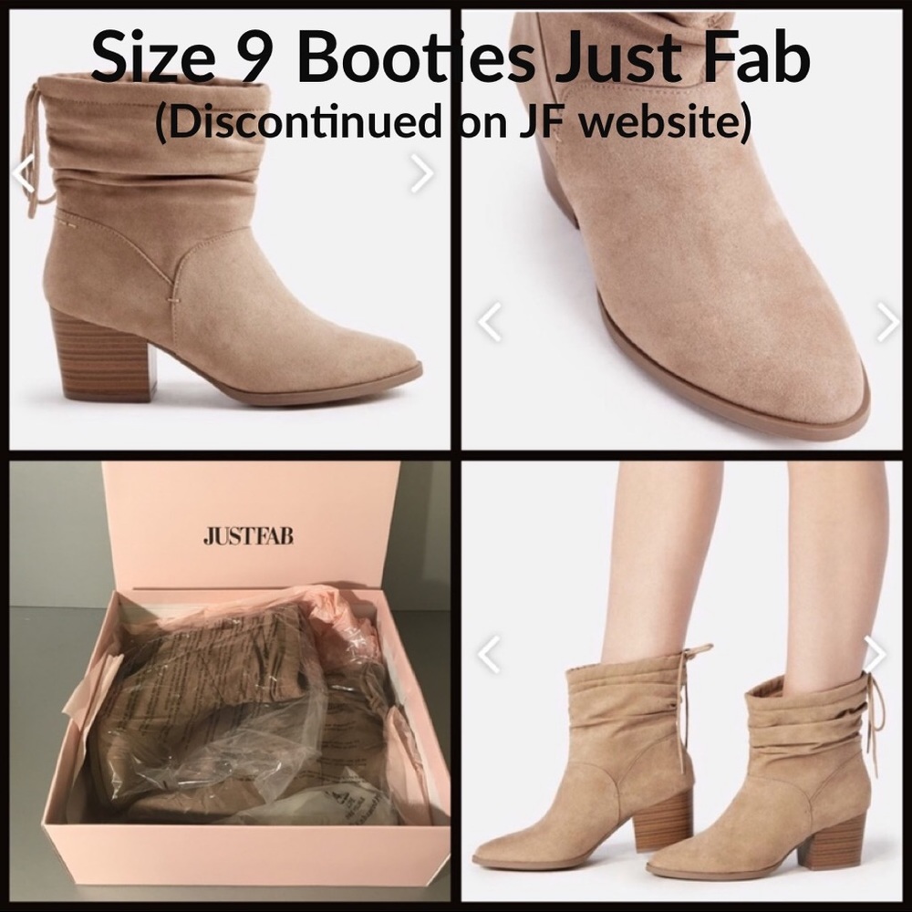 NEW JustFab Ankle Boots Size 9 Tan Faux Suede Block Heel Slouchy NWT $60